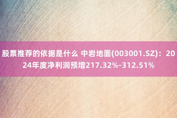 股票推荐的依据是什么 中岩地面(003001.SZ)：2024年度净利润预增217.32%-312.51%