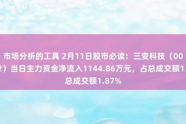 市场分析的工具 2月11日股市必读：三变科技（002112）当日主力资金净流入1144.86万元，占总成交额1.87%