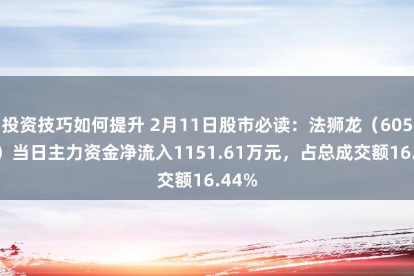 投资技巧如何提升 2月11日股市必读：法狮龙（605318）当日主力资金净流入1151.61万元，占总成交额16.44%