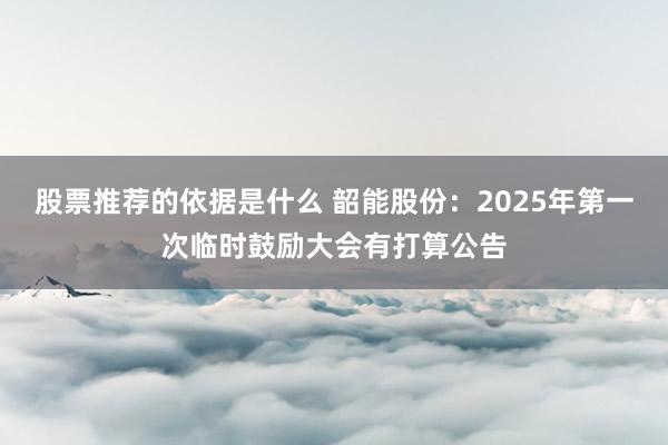 股票推荐的依据是什么 韶能股份：2025年第一次临时鼓励大会有打算公告