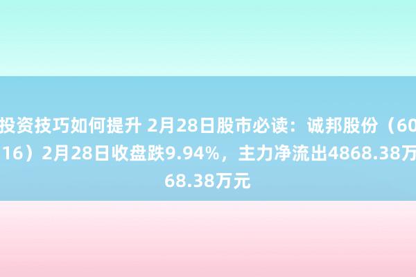 投资技巧如何提升 2月28日股市必读：诚邦股份（603316）2月28日收盘跌9.94%，主力净流出4868.38万元