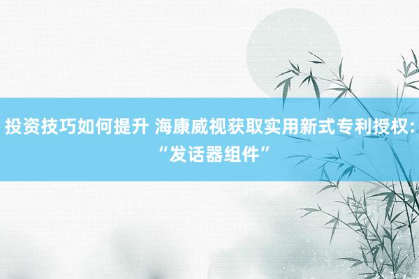 投资技巧如何提升 海康威视获取实用新式专利授权: “发话器组件”